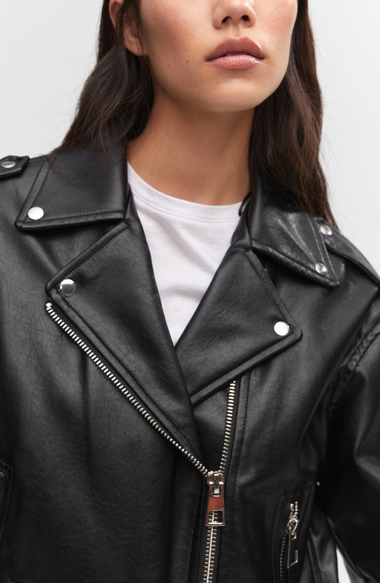 MANGO Oversize Faux Leather Moto Jacket | Nordstrom