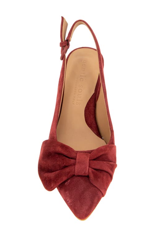 Gentle Souls By Kenneth Cole Diana Slingback Pointed Toe Pump In Burnt Red Suede