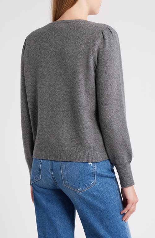 Shop Caslonr Caslon(r) Puff Sleeve Cotton Blend Crewneck Sweater In Grey Dark Heather