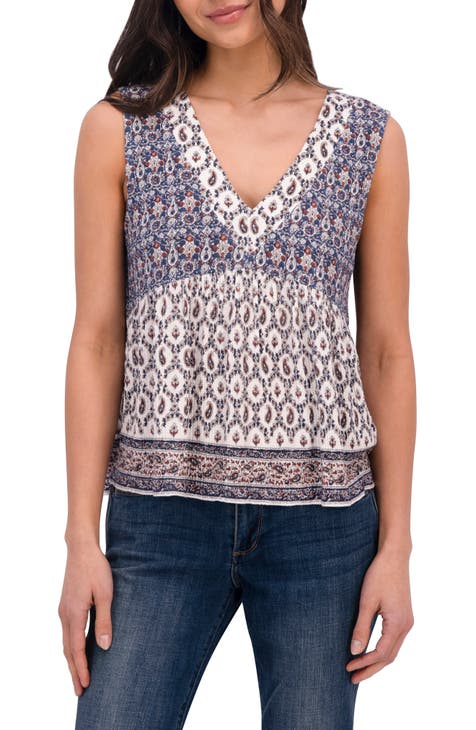 Lucky Brand Women's Square Neck Printed Top