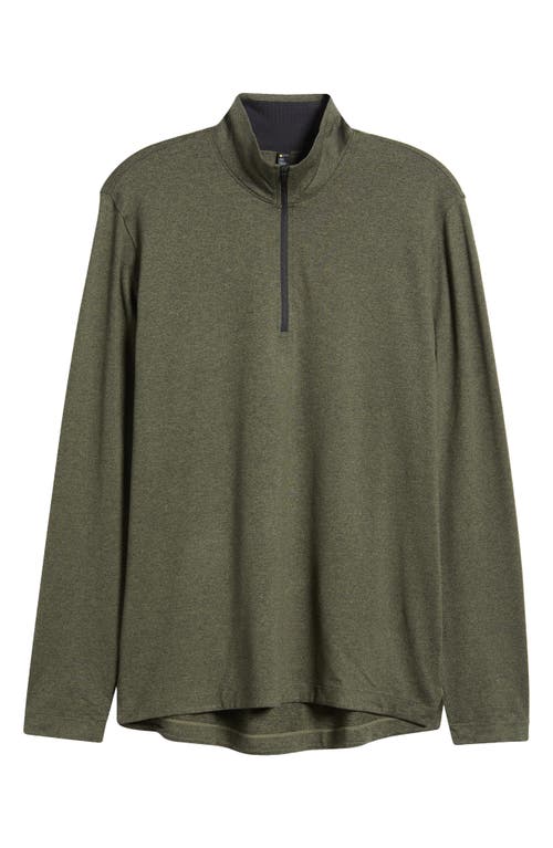 Zella Restore Soft Quarter Zip Pullover In Olive Night