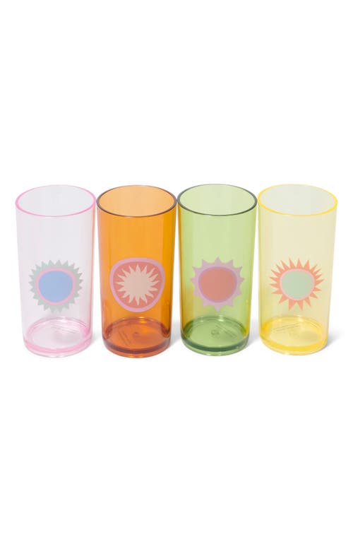Sunnylife Poolside Set of 4 Tall Tumblers in Green Multi at Nordstrom