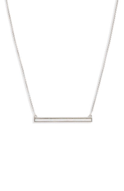 Kendra Scott Kelsey Bar Necklace In Rhod White Kyocera Opal