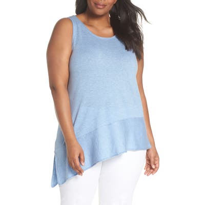 Plus Size Nic+Zoe Traveler Asymmetrical Hem Tank Top, Blue