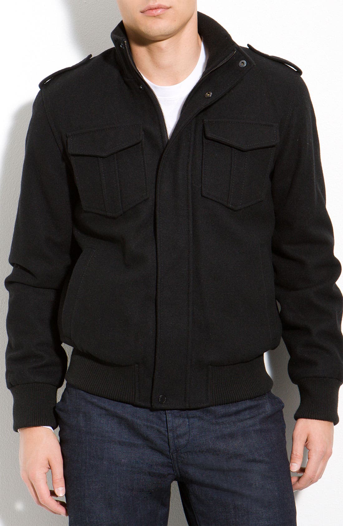 Black Rivet Wool Blend Bomber Coat Nordstrom