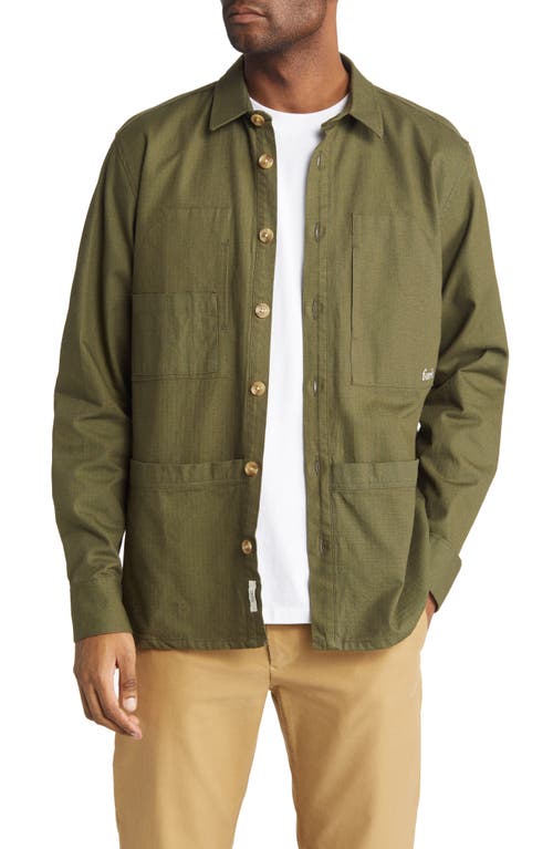 FORET Ledge Organic Cotton Overshirt in Dark Olive