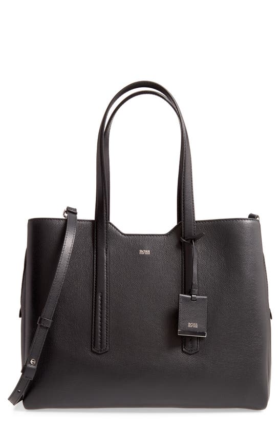 Hugo Boss Taylor Leather Business Tote In Black