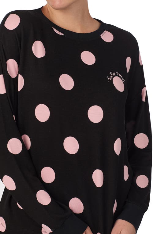 Shop Kate Spade New York Long Sleeve Pajamas In Black Script Dot