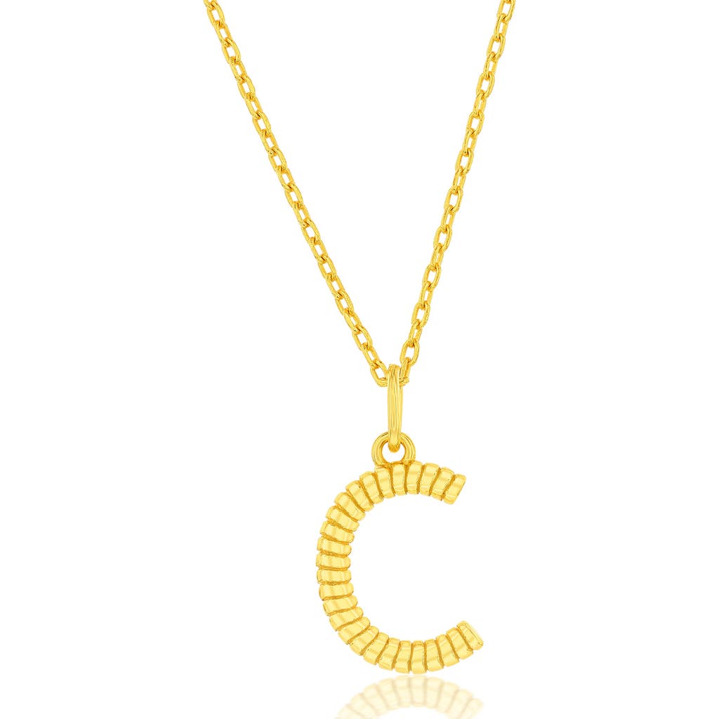 Simona Croissant Initial Pendant Necklace In Gold- C