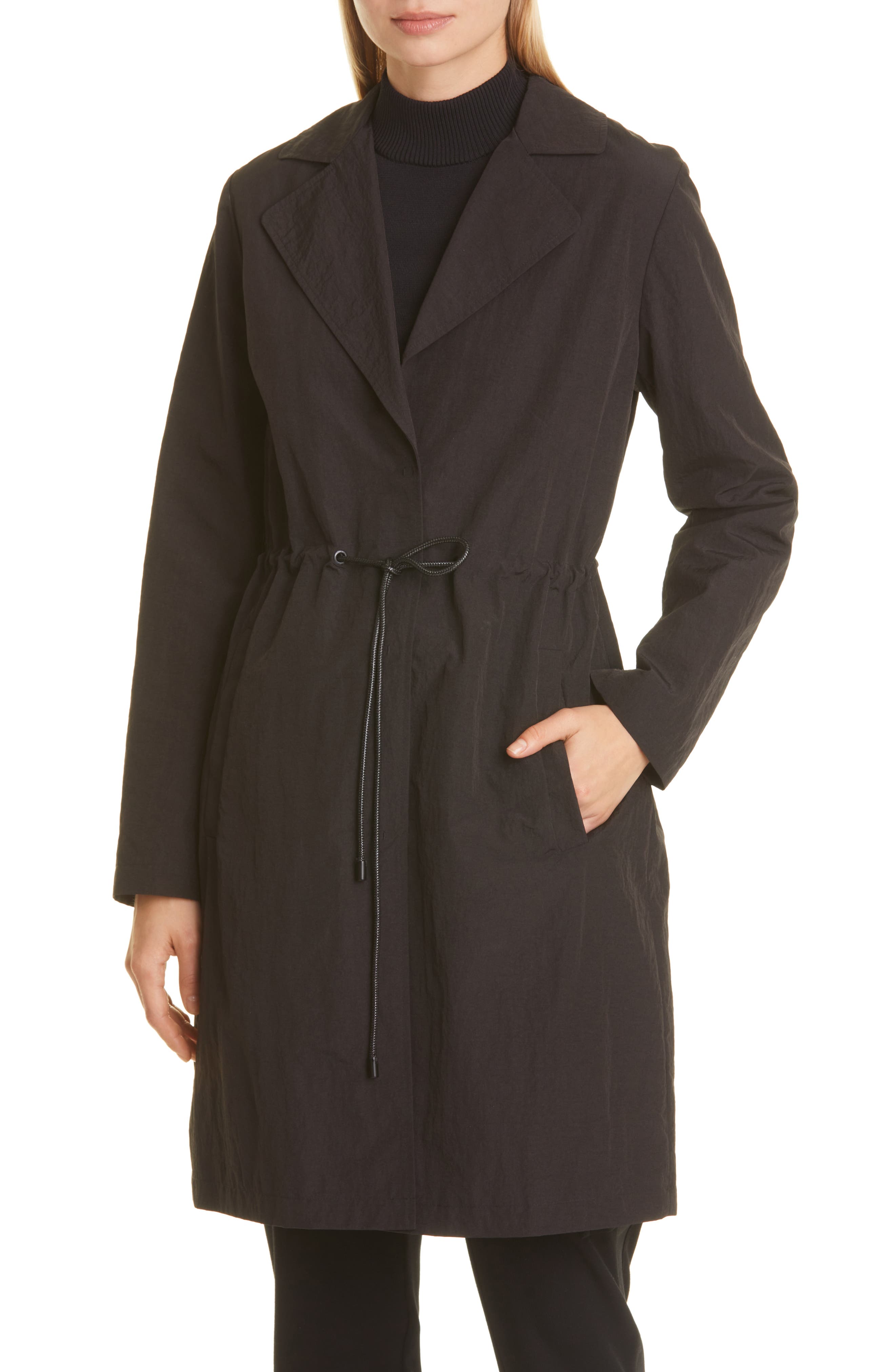 donna karan black hooded mac