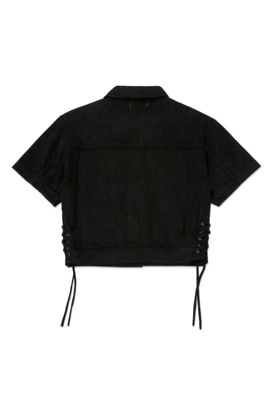 Shop Honor The Gift Short Sleeve Cotton Corduroy Shirt Jacket In Black