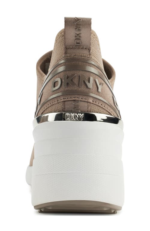 Shop Dkny Keeva Wedge Knit Sneaker In Ash