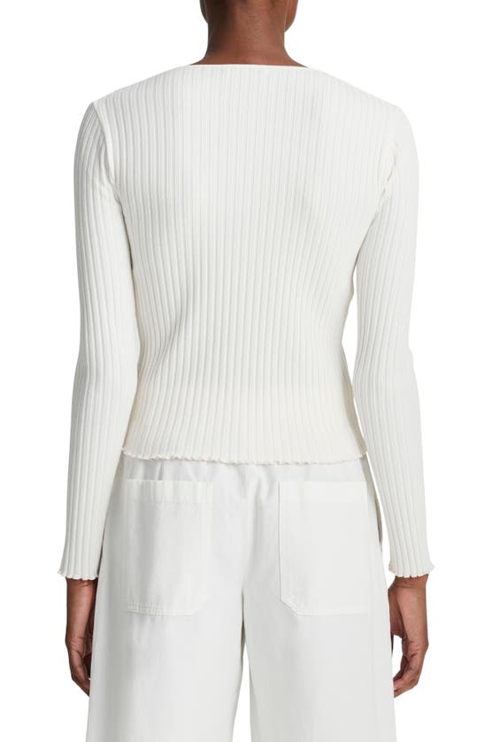 Shop Vince Fitted Rib Cardigan In Off White