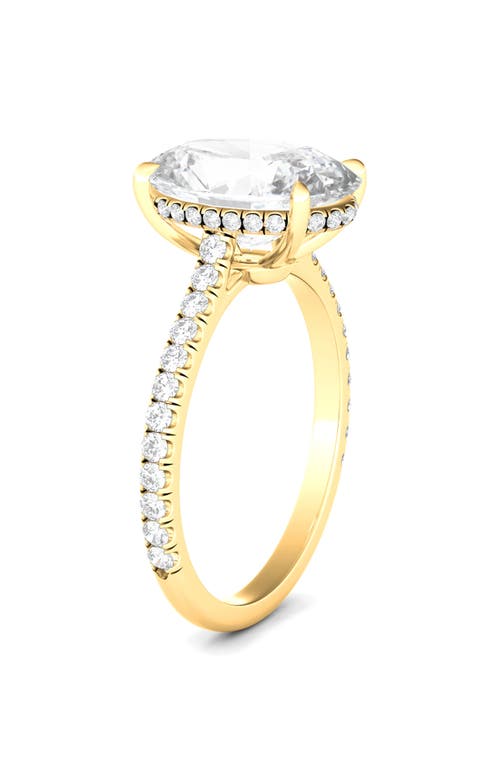 Shop Hautecarat Oval Cut Pavé Lab Created Diamond Ring In 2.00 Ctw 18k Yellow Gold