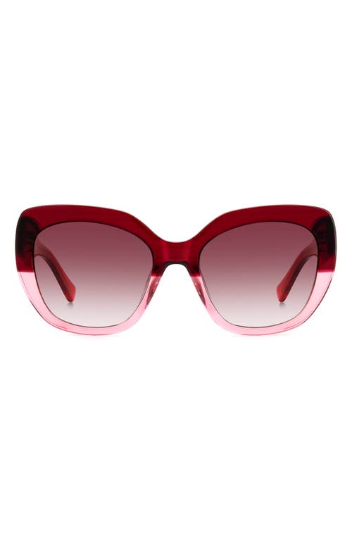 Kate Spade New York Winslet 55mm Gradient Round Sunglasses In Red Pink/burgundy Shaded