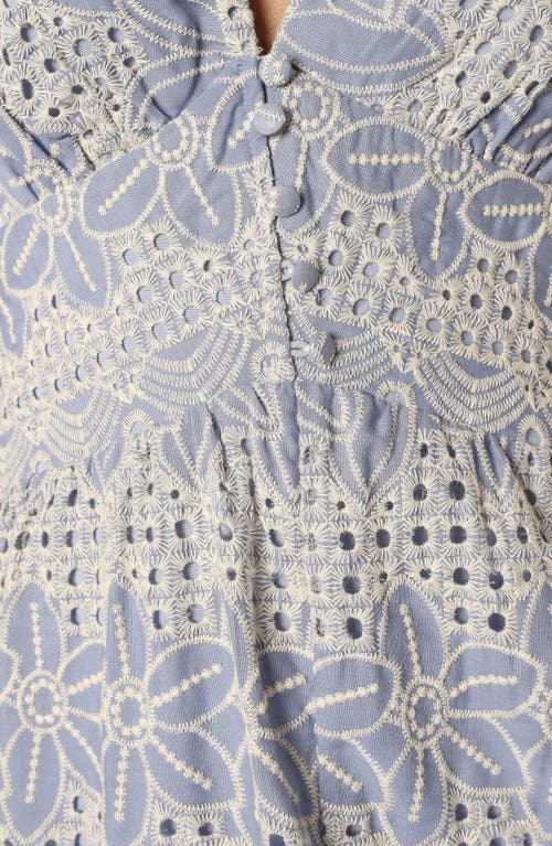 Petal And Pup Petal & Pup Tani Eyelet Puff Sleeve Cotton Blend Maxi Dress In Gray