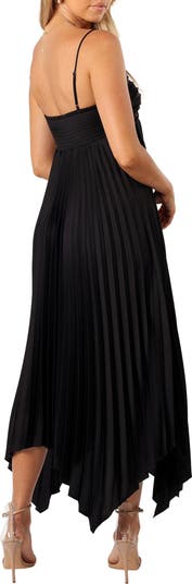 Petal & Pup Vikki Pleated Sleeveless Satin Maxi Dress