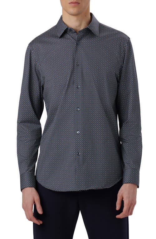 Bugatchi James OoohCotton Medallion Print Button-Up Shirt Turquoise at Nordstrom,