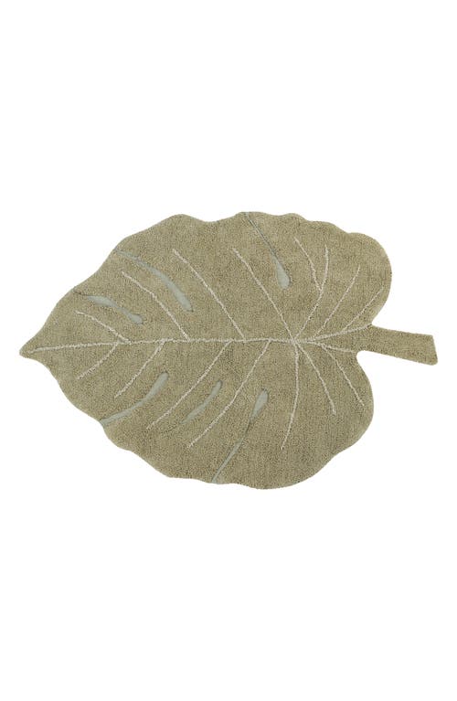 Lorena Canals Monstera Leaf Washable Area Rug in Olive Natural Honey