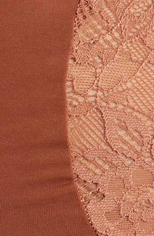 Journelle Estelle Lace Trim Stretch Cotton Hipster Panties In Cannelle
