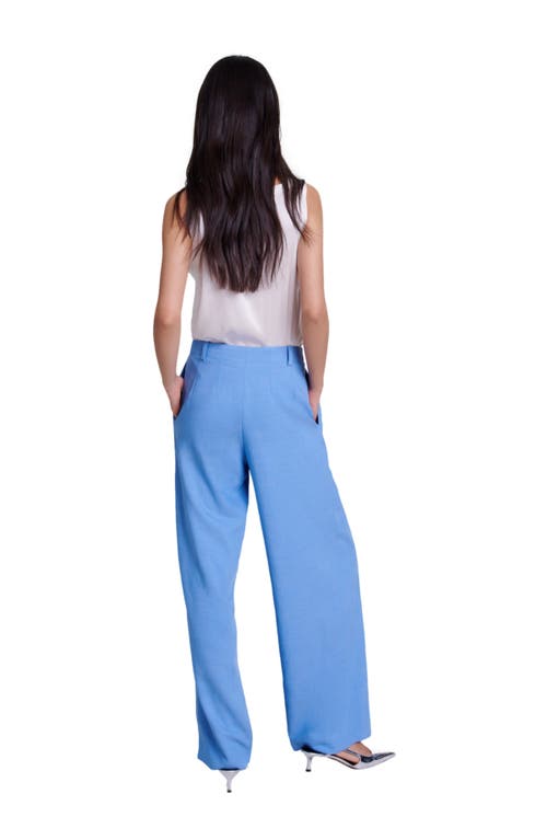 Shop Maje Wide-leg Suit Trousers With Pleats In Blue