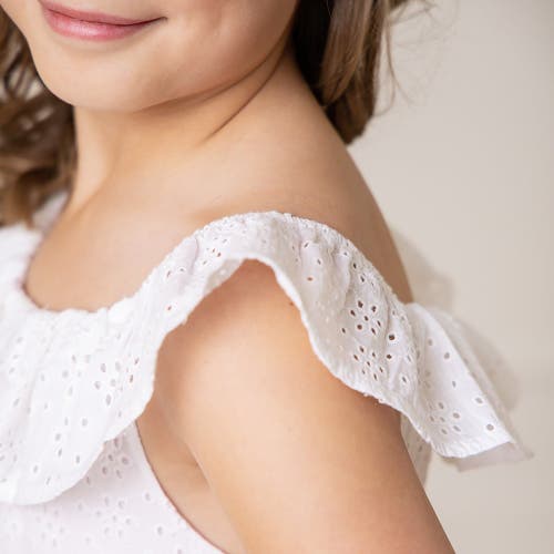 Hope & Henry Girls' Organic Eyelet Ruffle Romper, Toddler In White Eyelet