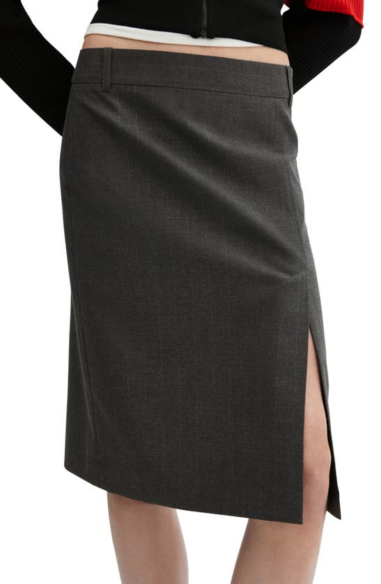 Shop Mango Pinstripe Pencil Skirt In Grey