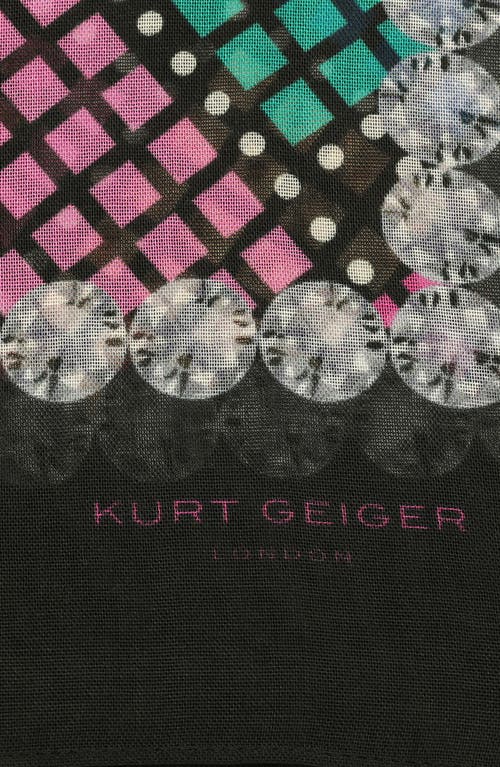 Shop Kurt Geiger London Basket Weave Crystal Print Oblong Scarf In Black