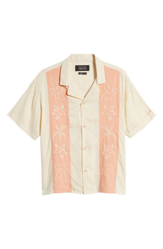Shop Native Youth Floral Boxy Camp Shirt In Peach