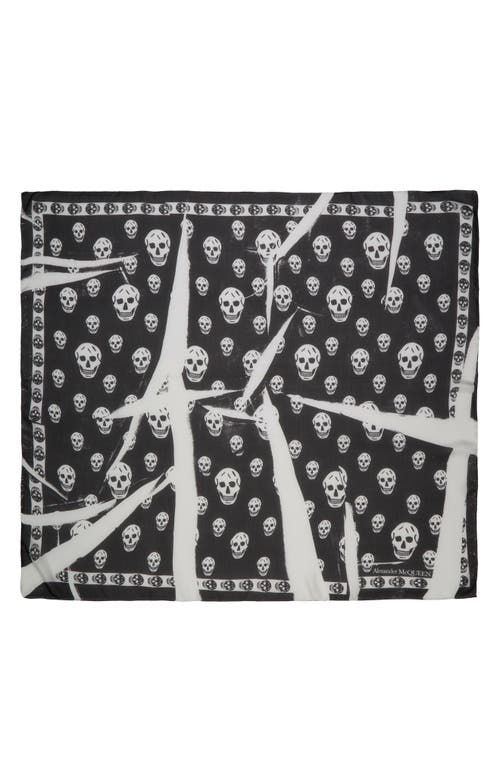 Alexander Mcqueen Slash Skull Print Silk Scarf In Black