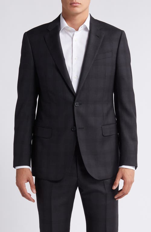 Shop Emporio Armani Plaid Virgin Wool Suit In Charcoal