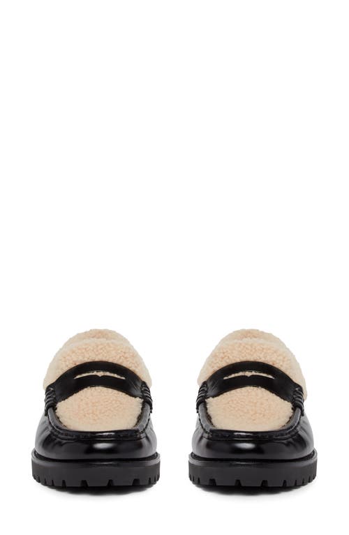 Shop Paige Eliis Genuine Shearling Penny Loafer In Black