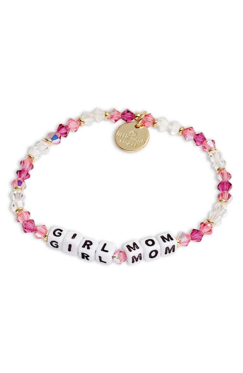 Little Words Project Girl Mom Stretch Bracelet in Orchid/White