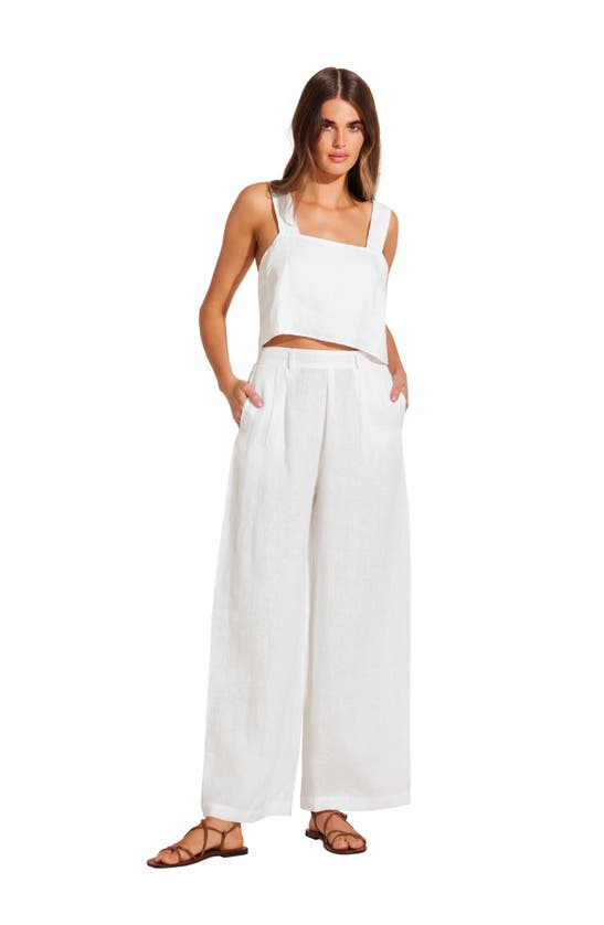 Shop Vitamin A ® Tallows Crop Linen Cover-up Top In White Eco Linen