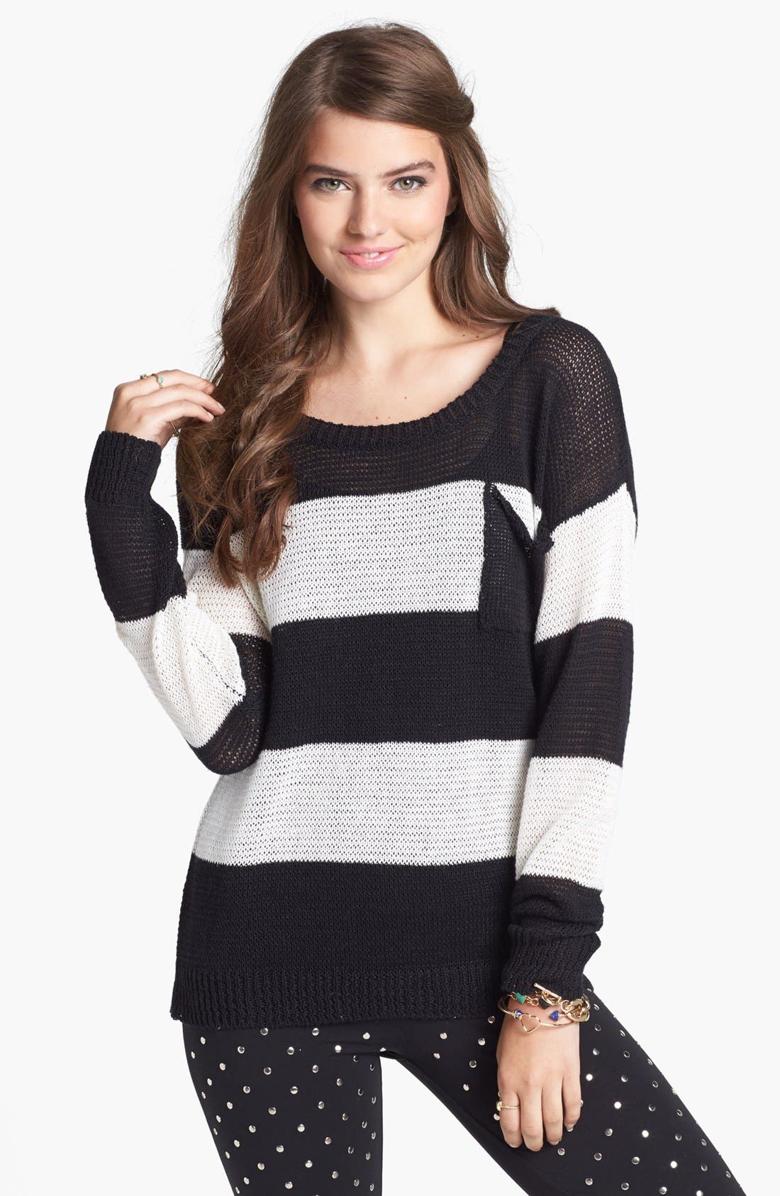 Blu Pepper Wide Neck Stripe Sweater (Juniors) Nordstrom