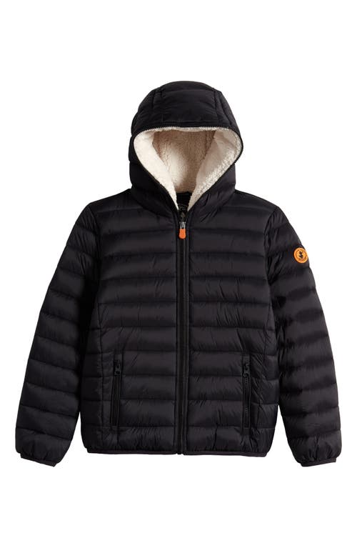 Shop Save The Duck Kids' Finnegan Hooded Puffer Jacket In Black