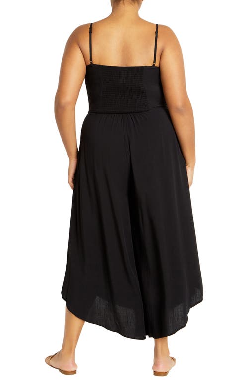 Shop City Chic Sara Tie Waist Sleeveless Jumpsuit In Black