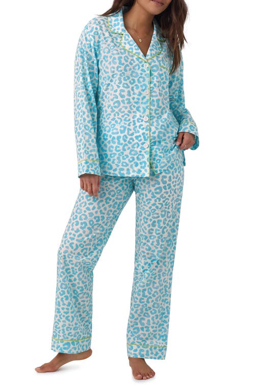 Bedhead Pajamas Leopard Print Long Sleeve Pajamas In Sea Bright Animal