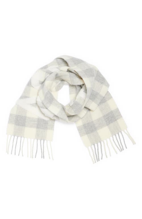 Acne Studios Veda Buffalo Plaid Wool Blend Fringe Scarf In Grey/dark Grey
