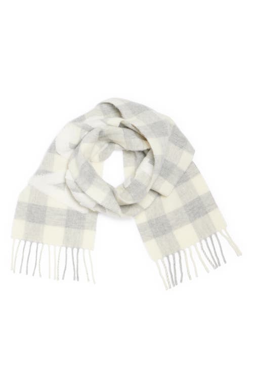 Shop Acne Studios Veda Buffalo Plaid Wool Blend Fringe Scarf In Grey/dark Grey