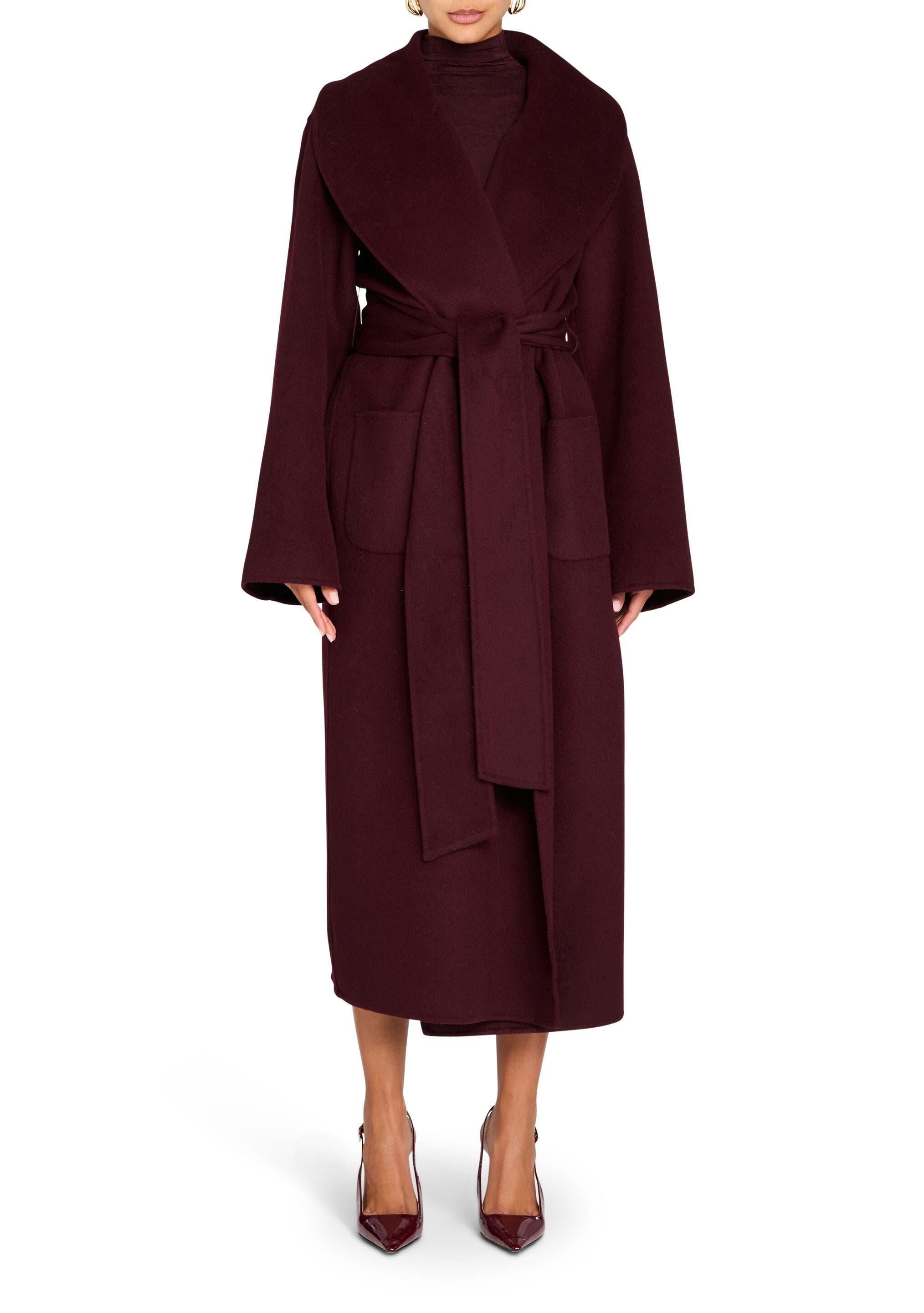 SER.O.YA Mavis Wool Coat in Merlot 