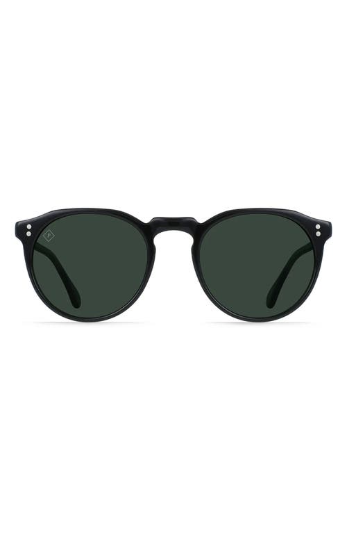 RAEN Remmy 52mm Polarized Round Sunglasses in Recycled Black/Green Polar at Nordstrom