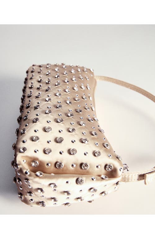 Shop Mango Beaded Shoulder Bag In Gold