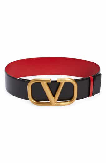 Valentino Garavani Vlogo Signature Buckle Belt In Fondantblack