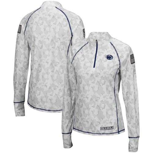 Women's Colosseum White Penn State Nittany Lions OHT Military Appreciation Officer Arctic Camo 1/4-Zip Jacket
