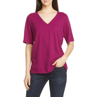 Eileen Fisher V-Neck Organic Cotton Tee, Pink