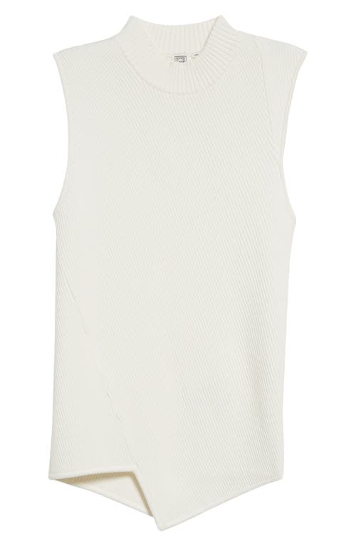 Shop Totême Toteme Asymmetric Rib Mock Neck Top In Meringue