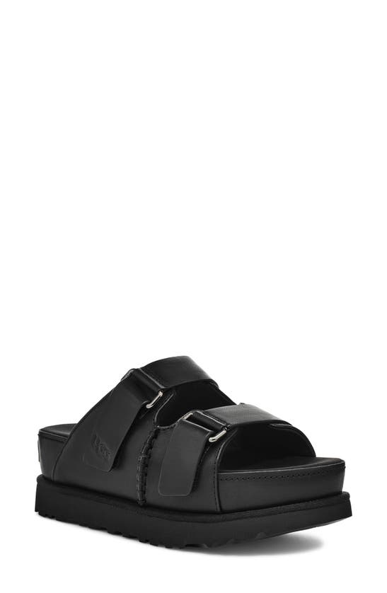 Shop Ugg Goldenstar Platform Slide Sandal In Black