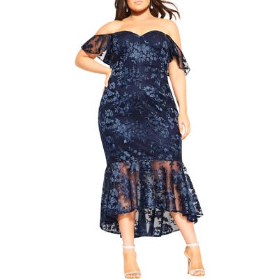 Plus Size City Chic Dress Aflutter Midi Dress, Blue