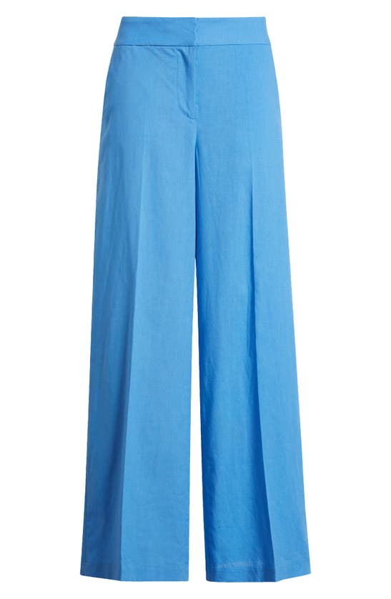 Tahari Asl Wide Leg Linen Blend Pants In Summer Sky